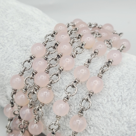 David Yurman Bijoux Rose Quartz Cable Link Necklace - Picture 4 of 8